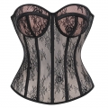 Victorian Steampunk Corset Top with Lace-Up Back & Boning N23907