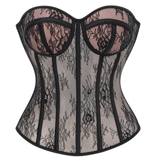 Victorian Steampunk Corset Top with Lace-Up Back & Boning N23907
