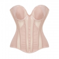Apricot Strapless Corset Bodysuit with Adjustable Back Lace-Up, Tummy Control Shapewear for Women N23868