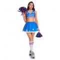 Women's Cheerleader Costume Set - Blue Star Top with Matching Skirt and Striped Socks N23806