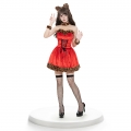 Leopard Print Christmas Costume Set - Red Dress with Cat Ear Headband, Choker & Wrist Cuffs XT237837