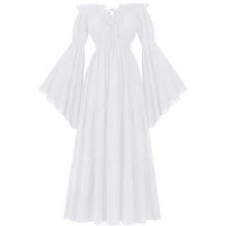 Women's ?Victorian Gothic Off-Shoulder Dress with Bell Sleeves - Halloween Costume & Formal Attire N23733