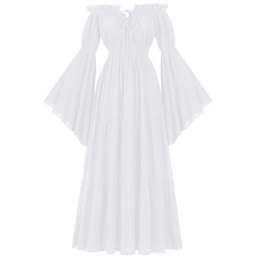 Women's ?Victorian Gothic Off-Shoulder Dress with Bell Sleeves - Halloween Costume & Formal Attire N23733