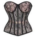 Victorian Steampunk Corset Top with Lace-Up Back & Boning N23906