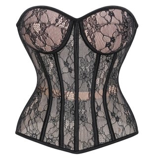 Victorian Steampunk Corset Top with Lace-Up Back & Boning N23906