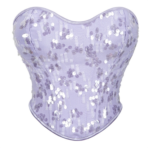 Women's New Sequin Decorated Women's Tube Top Sexy Breast Support Shaping Top N23643