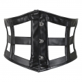 Black Leather Corset Belt with Lace-Up Detail, Gothic Punk Wide Waist Cincher Belt for Women N23903