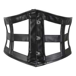 Black Leather Corset Belt with Lace-Up Detail, Gothic Punk Wide Waist Cincher Belt for Women N23903