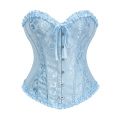 Sexy Blue Busk Closure Embroidered Burlesque Corset N23896