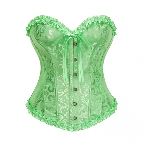 Sexy Green Busk Closure Embroidered Burlesque Corset N23895