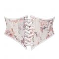 Vintage Embroidered Floral Corset Belt, Front Lace-Up Waist Cincher with Back Zipper N23873