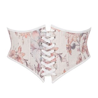 Vintage Embroidered Floral Corset Belt, Front Lace-Up Waist Cincher with Back Zipper N23873
