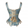 Gothic Brocade Wide Shoulder Straps 14 Steel Bones Wavy Hem Waist Cincher Overbust Corset N21873