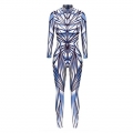 Futuristic Robot 3D Printed Unitard Humanoid High Neck Bodysuit Halloween Cosplay Costume N21401