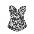 Fashion Floral Print Busk Closure Plastic Boned Body Shaper Overbust Corset N20918