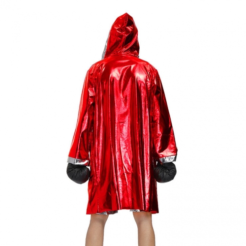 Men's Red World Champion Boxing Clothing Cloak And Shorts Adult Cosplay Costume N20495