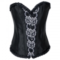 Victorian Gothic Ruffled Jacquard Strapless Boned Body Shaper Overbust Corset N20021