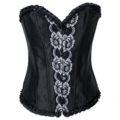 Victorian Gothic Ruffled Jacquard Strapless Boned Body Shaper Overbust Corset N20021