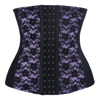 9 Steels Fashion Purple and Black Lace Waist Cincher Plus Size Bustier Corset N10617
