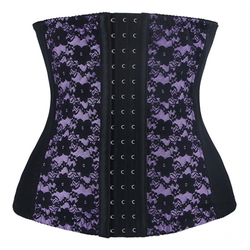 9 Steels Fashion Purple and Black Lace Waist Cincher Plus Size Bustier Corset N10617