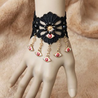 Gothic Black Wristband Butterfly Embellishment Bracelet J17892