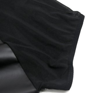 Men's Flirty Black PU Mesh Splicing Tight Shirt N17510
