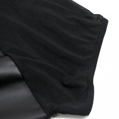 Men's Flirty Black PU Mesh Splicing Tight Shirt N17510
