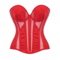 Red Strapless Corset Bodysuit with Adjustable Back Lace-Up, Tummy Control Shapewear for Women N23867