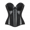 Black Strapless Corset Bodysuit with Adjustable Back Lace-Up, Tummy Control Shapewear for Women N23866