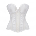 White Boned Corset, Strapless V-Neck Bustier with Back Lace-Up for Waist Shaping N23865