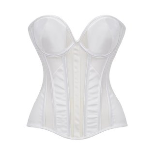 White Boned Corset, Strapless V-Neck Bustier with Back Lace-Up for Waist Shaping N23865