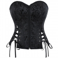 Black Jacquard Bustier with Front Lace-Up, Adjustable Corset Top N23858