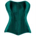Forest Green Velvet Corset Top, Front Lace-Up Bustier with Zipper for Women N23857