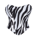 Zebra Print Strapless Bustier Top, Seamless Shapewear Corset for Women N23854