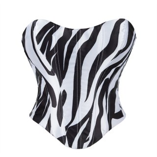 Zebra Print Strapless Bustier Top, Seamless Shapewear Corset for Women N23854