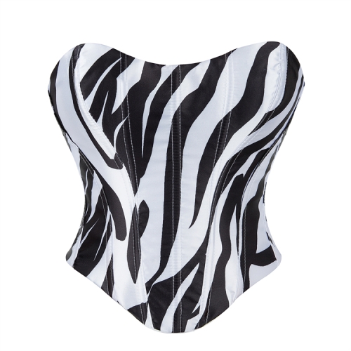 Zebra Print Strapless Bustier Top, Seamless Shapewear Corset for Women N23854