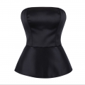 Black Strapless Corset with Back Lace-Up and Ruffle Hem N23843