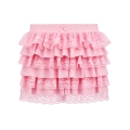 Pink Tiered Lace Mini Skirt with Waist Bow HG23835