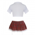Sexy Plaid Crop Top Skirt Set School Girl Cosplay Adult Costume N16526