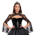 Gothic Detachable Black Lace Cape Shawl with Bell Sleeves for Costume Dress Up N23805