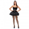 Gothic Black Bustier and Ruffled Skirt Set with Embroidery Detailing N23803