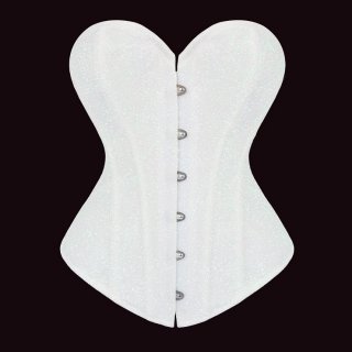 White Sequin Vintage Corset - Adjustable Front Lace-Up Bustier with Sweetheart Neckline N237849