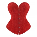 Red Sequin Christmas Corset Top - Vintage Bustier with Front Lace-Up for Holiday Party N237846
