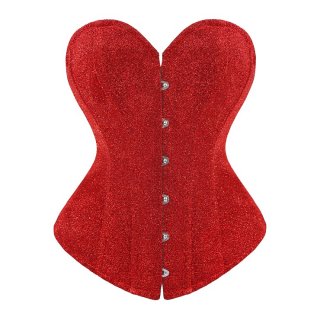 Red Sequin Christmas Corset Top - Vintage Bustier with Front Lace-Up for Holiday Party N237846