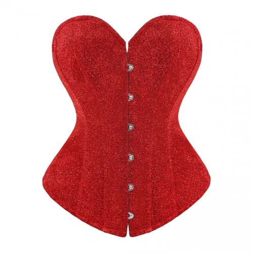 Red Sequin Christmas Corset Top - Vintage Bustier with Front Lace-Up for Holiday Party N237846