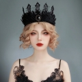 Baroque Gothic Crown - Vintage Halloween Headpiece for Witch Queen Princess Costume Party J237833