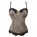 Leopard Print Lace Camisole - Adjustable Straps Back Keyhole Design Women's Top N237831