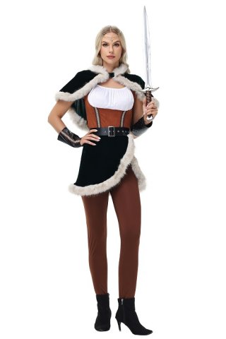 Women's 6-Piece Christmas Costume Set - Velvet Cape, Top, Trousers, Armlets & Belt for Holiday Cosplay XT237820