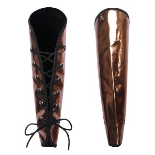 Gothic Golden Leather Arm Sleeves - Adjustable Lace-Up Design for Cosplay & Fashion N237815