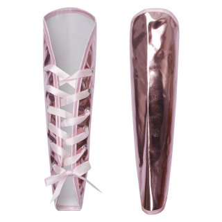 Gothic Pink Leather Arm Sleeves - Adjustable Lace-Up Design for Cosplay & Fashion N237814